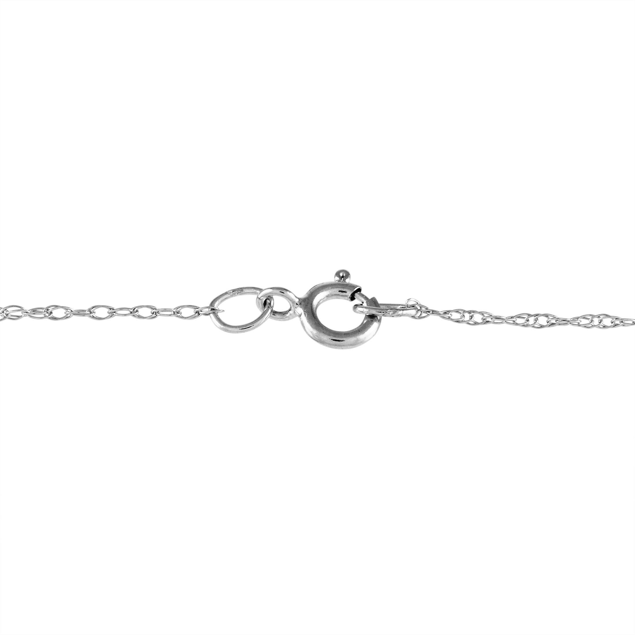 Taille ronde LB Exclusive Collier pendentif en or blanc 14 carats avec diamants de 0,50 carat en vente