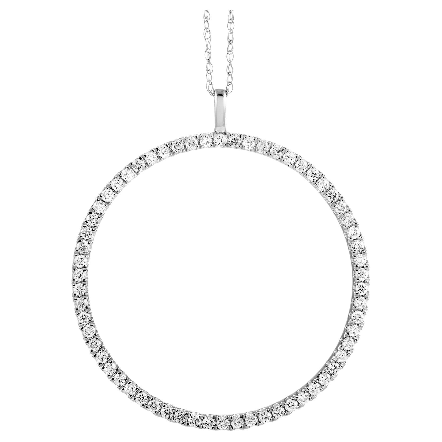 LB Exclusive Collier pendentif en or blanc 14 carats avec diamants 0,50 carat
