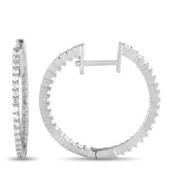 Lb Exclusive 14k White Gold 0.55 Carat Diamond Inside-Out Hoop Earrings