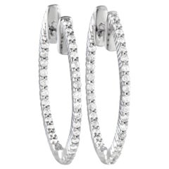Lb Exclusive 14k White Gold 0.55 Carat Diamond Inside-Out Hoop Earrings