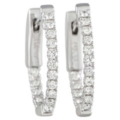 LB Exclusive 14k White Gold 0.56 Carat Diamond Inside-Out Hoop Earrings