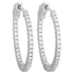LB Exclusive 14K White Gold 0.57 Ct Diamond Hoop Earrings