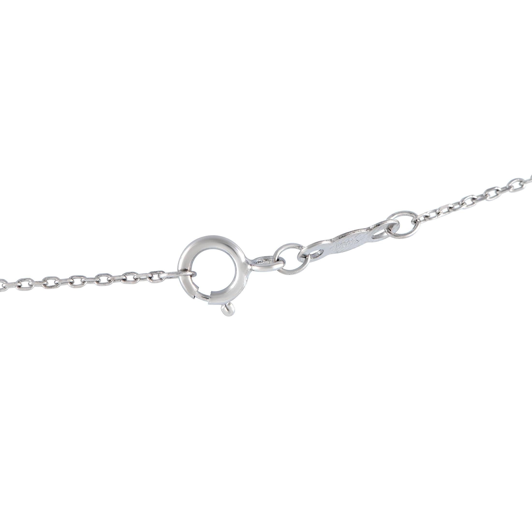 Round Cut LB Exclusive 14k White Gold 0.58 Carat Diamond Necklace