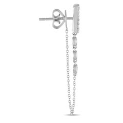 LB Exclusive Pendientes colgantes de oro blanco de 14 quilates y diamantes de 0,60 ct