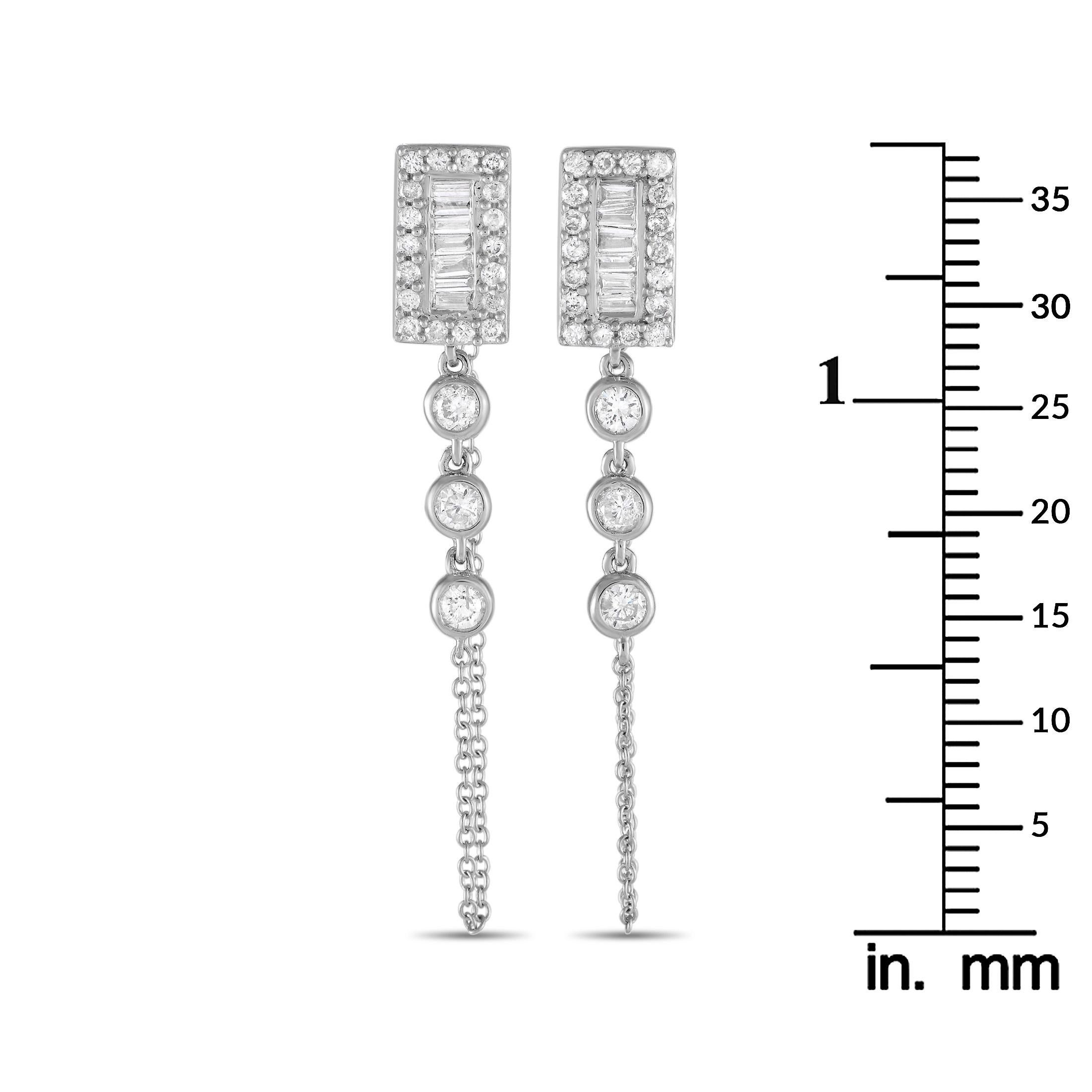 Mixed Cut LB Exclusive 14K White Gold 0.60ct Diamond Dangle Earrings For Sale