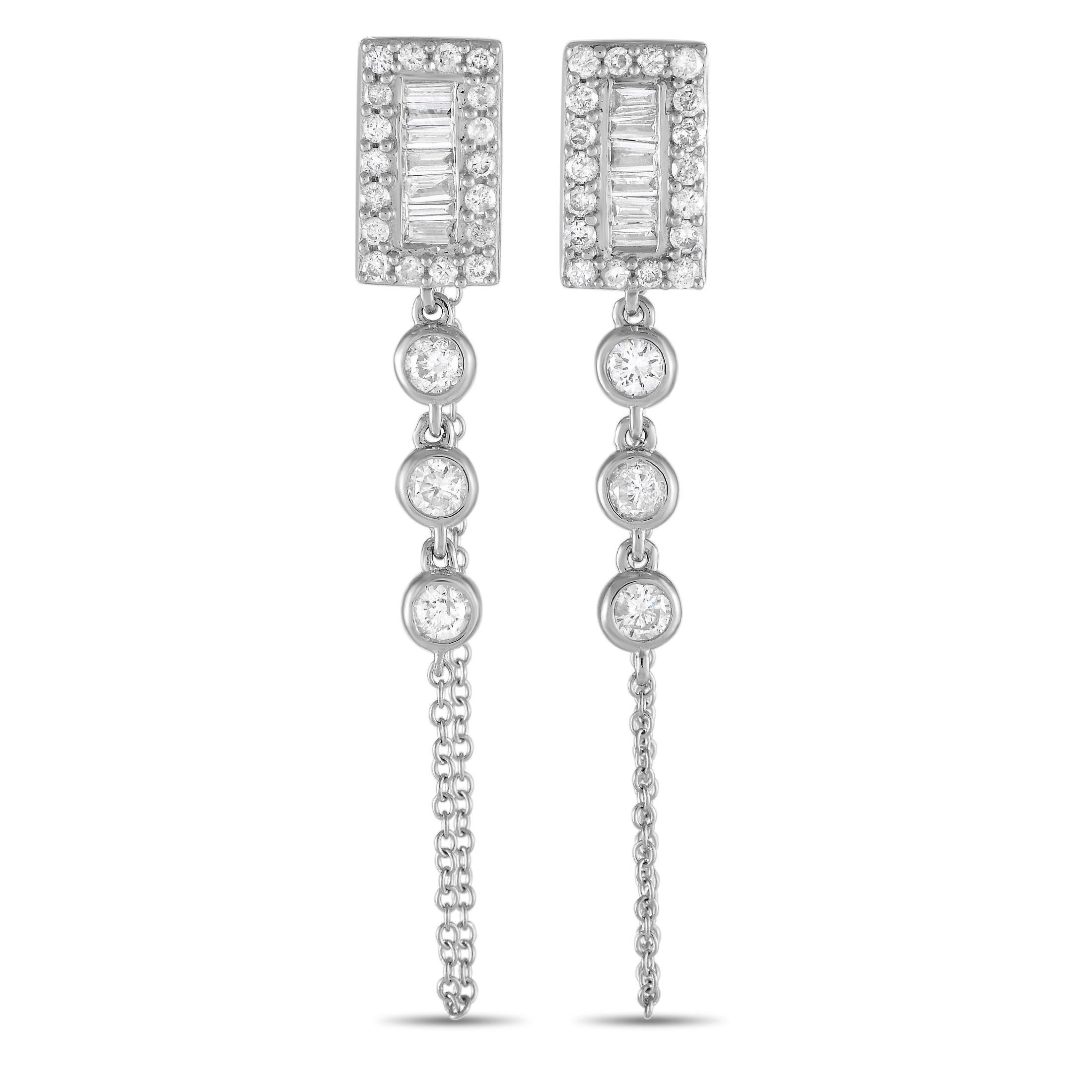 LB Exclusive 14K White Gold 0.60ct Diamond Dangle Earrings In New Condition For Sale In Southampton, PA