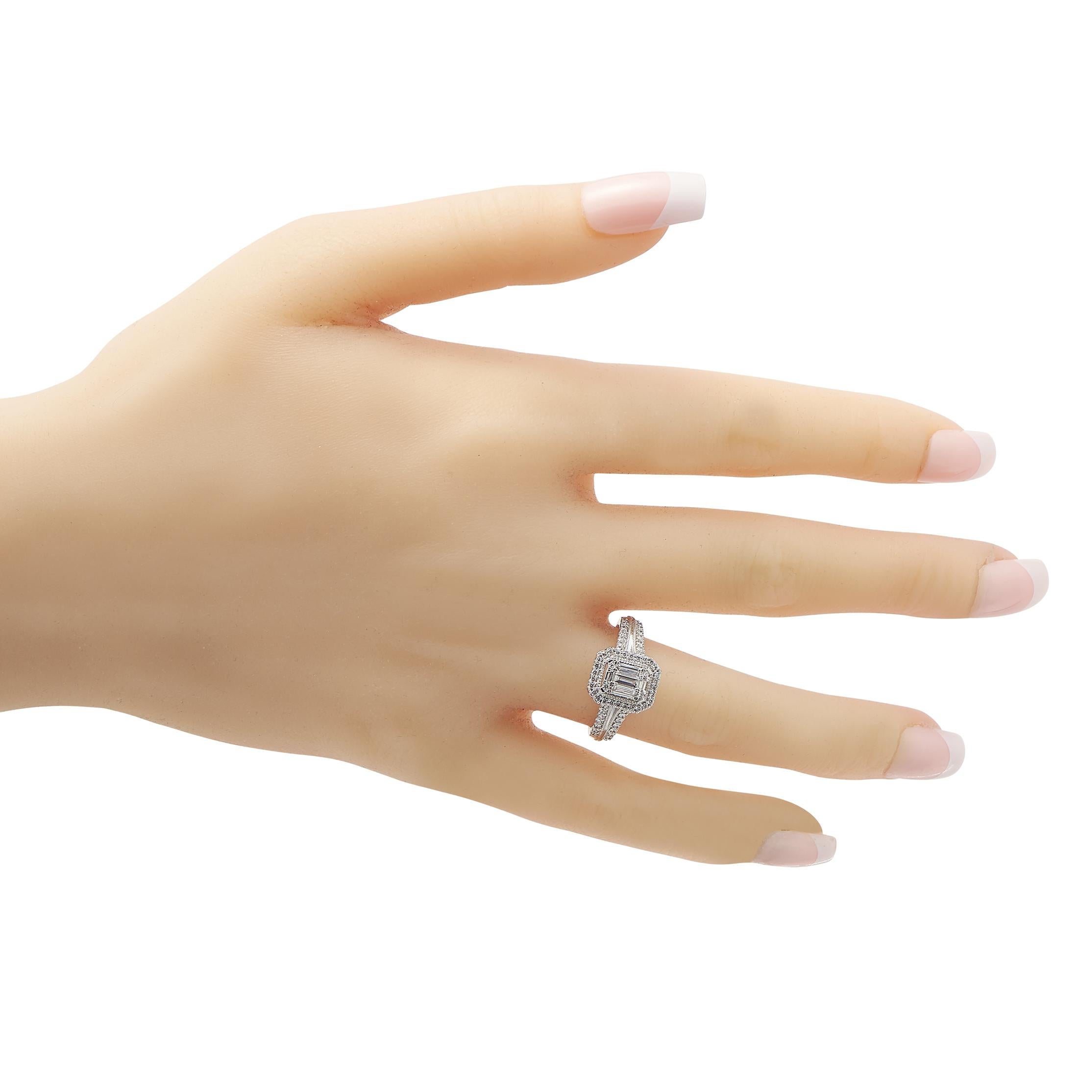 Round Cut LB Exclusive 14k White Gold 0.60 Carat Diamond Ring