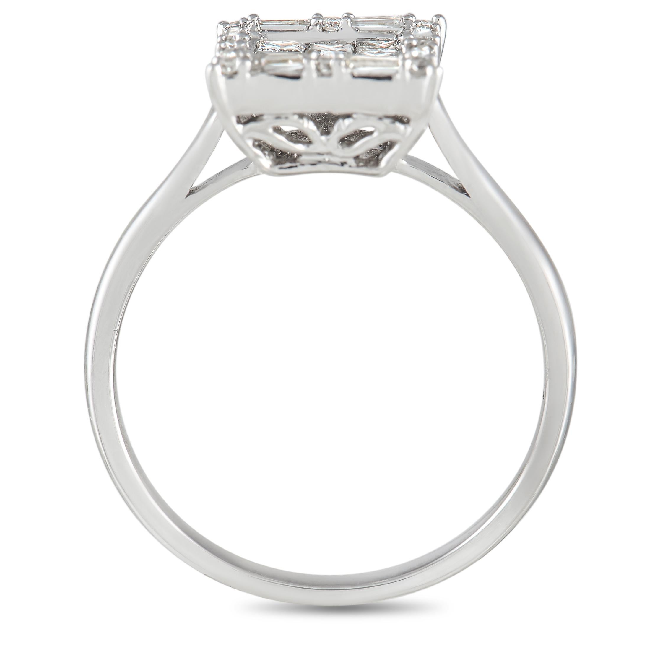 Mixed Cut LB Exclusive 14K White Gold 0.65 ct Diamond Ring For Sale