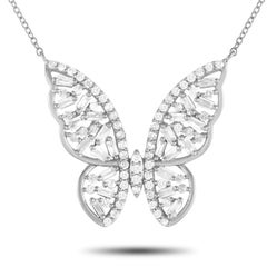 LB Exclusive 14K White Gold 0.65ct Diamond Butterfly Necklace