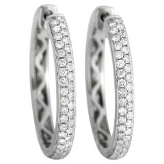 LB Exclusive Pendientes de aro de diamantes de 0,65 ct en oro blanco de 14 quilates