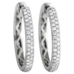 LB Exclusive 14K White Gold 0.65ct Diamond Hoop Earrings