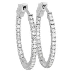LB Exclusive 14K White Gold 0.69 ct Diamond Hoop Earrings