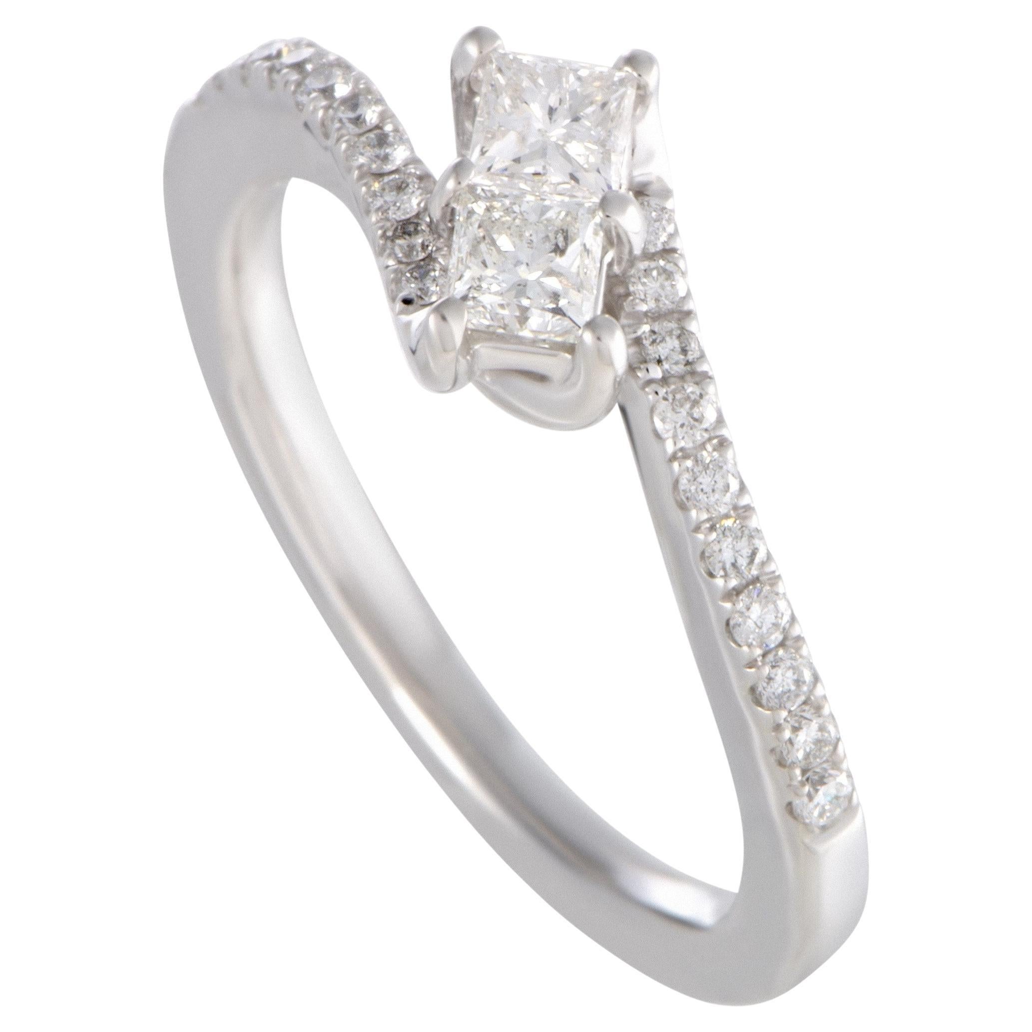 LB Exclusive 14K White Gold  0.75 Ct Diamond Curved Engagement Ring