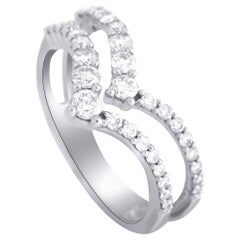 LB Exclusive 14K White Gold 0.75 Ct Diamond Double V Ring