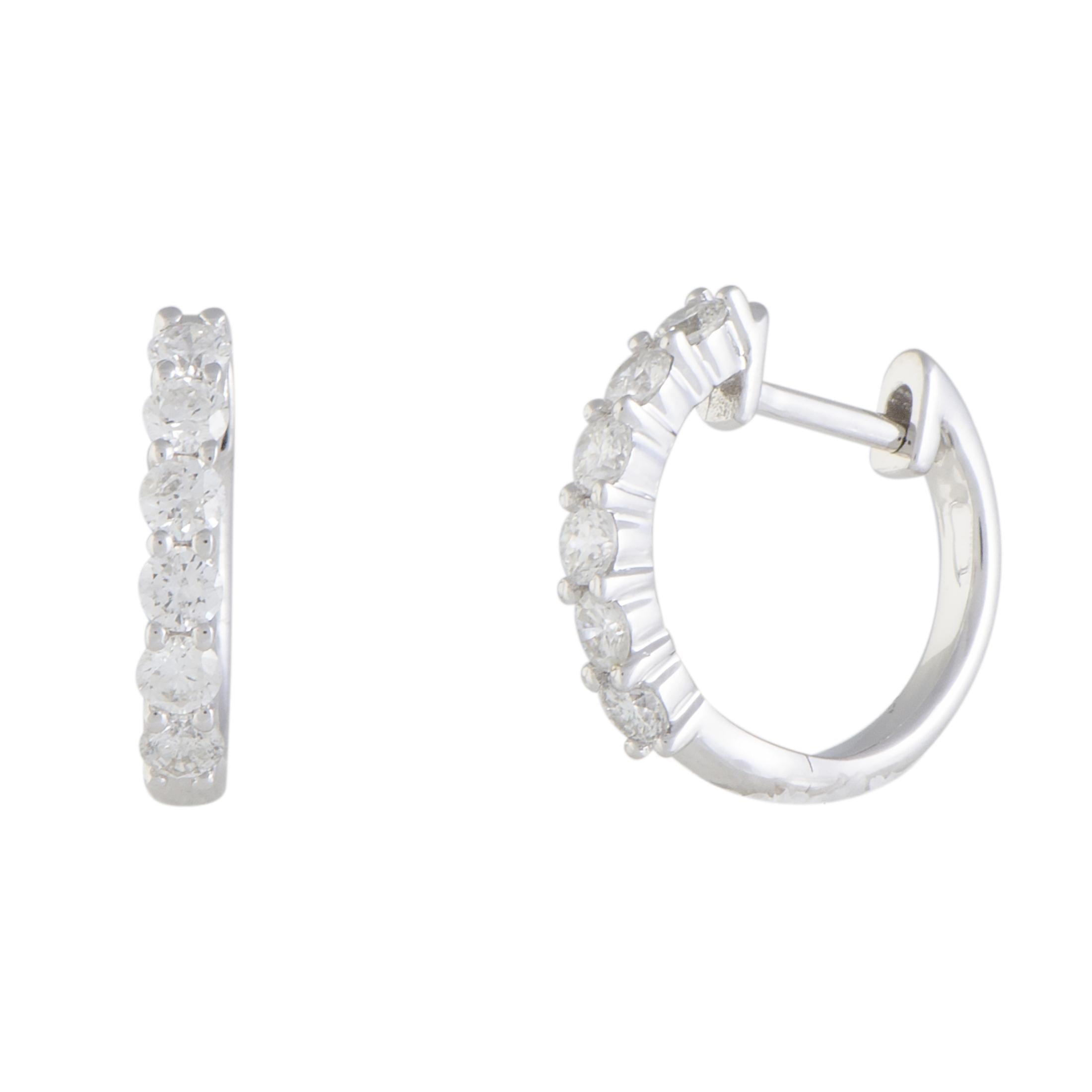 LB Exclusive 14K White Gold 0.75 Ct Diamond Hoop Earrings In New Condition For Sale In Southampton, PA