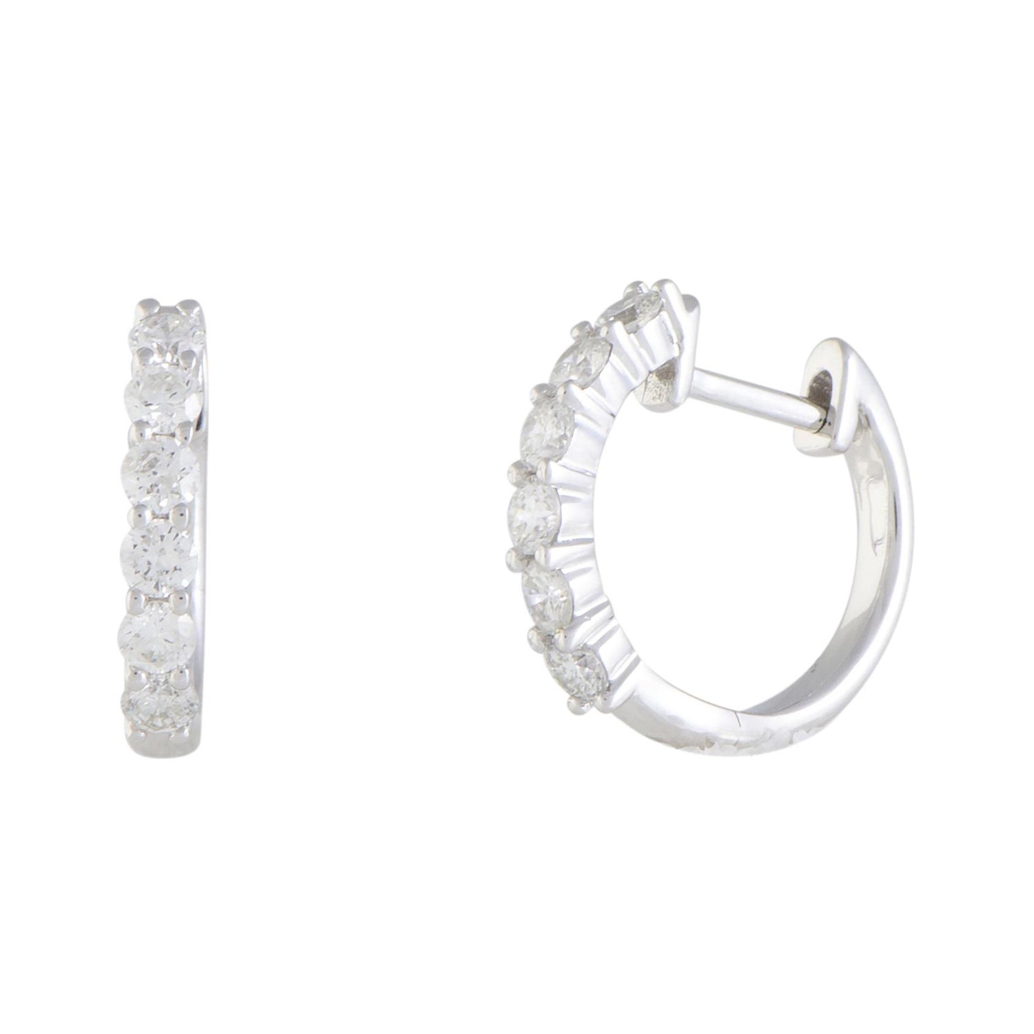 LB Exclusive 14K White Gold 0.75 Ct Diamond Hoop Earrings For Sale at  1stDibs