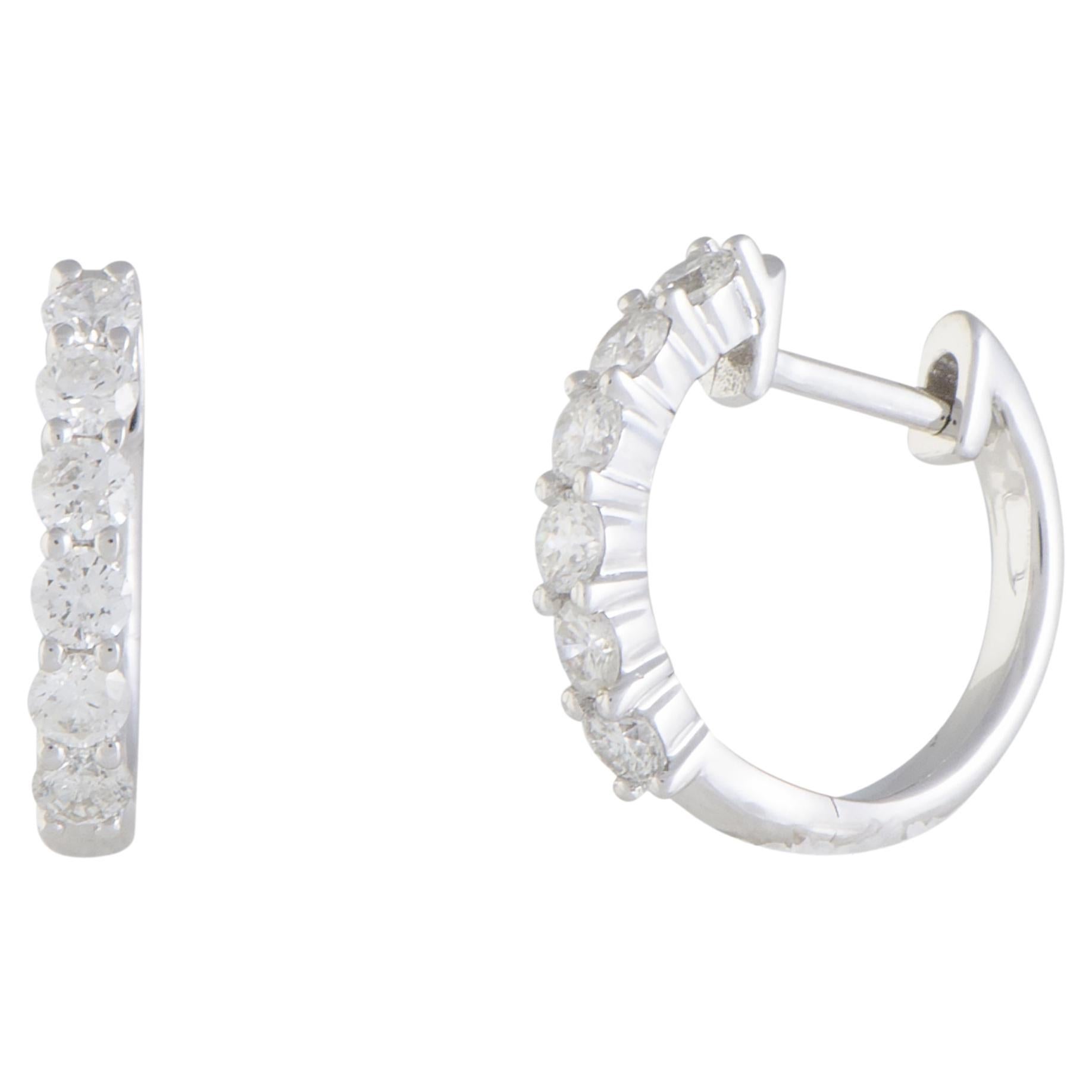 LB Exclusive Pendientes de aro de diamantes de 0,75 ct en oro blanco de 14 quilates
