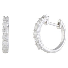 LB Exclusive 14K White Gold 0.75 Ct Diamond Hoop Earrings