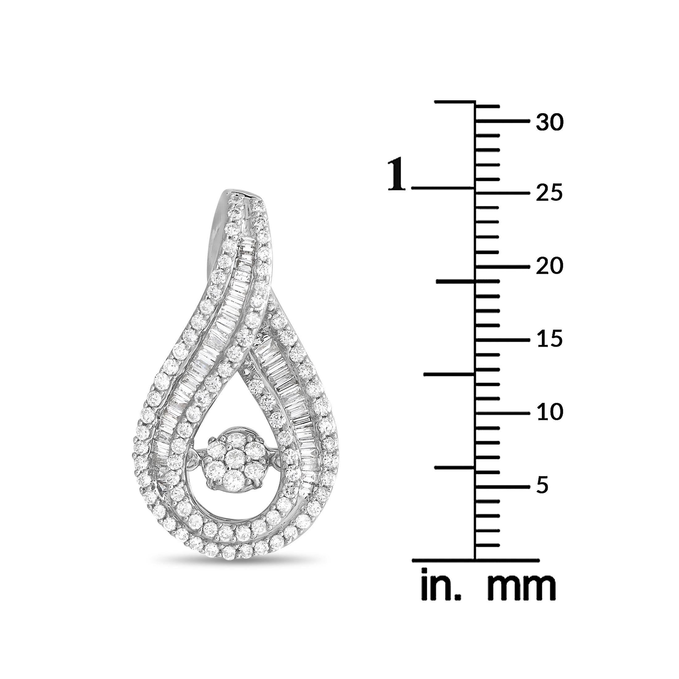 LB Exclusive 14K Weißgold 0,75 Karat Diamant Teardrop Anhänger (Rundschliff) im Angebot