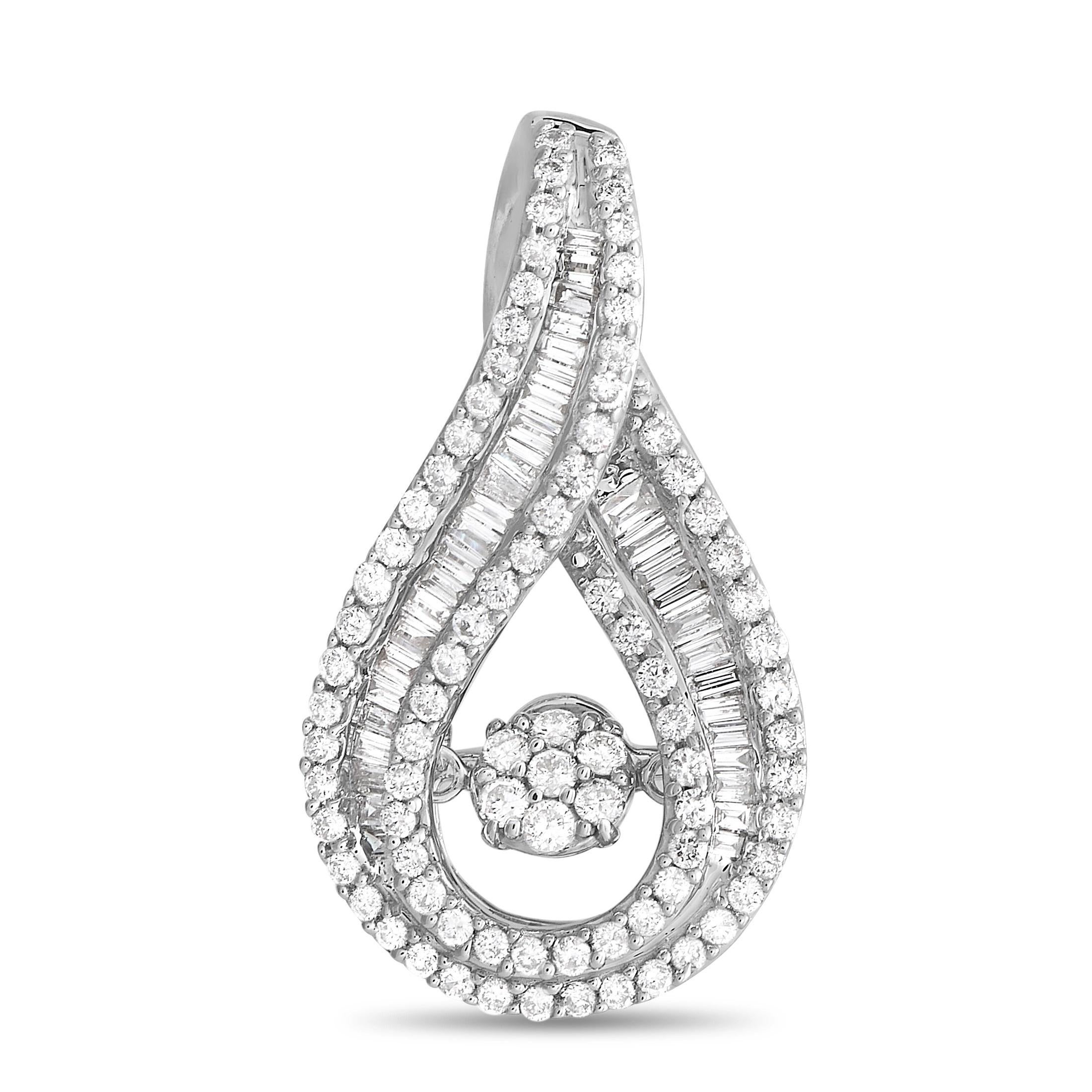 LB Exclusive 14K White Gold 0.75 ct Diamond Teardrop Pendant In New Condition For Sale In Southampton, PA