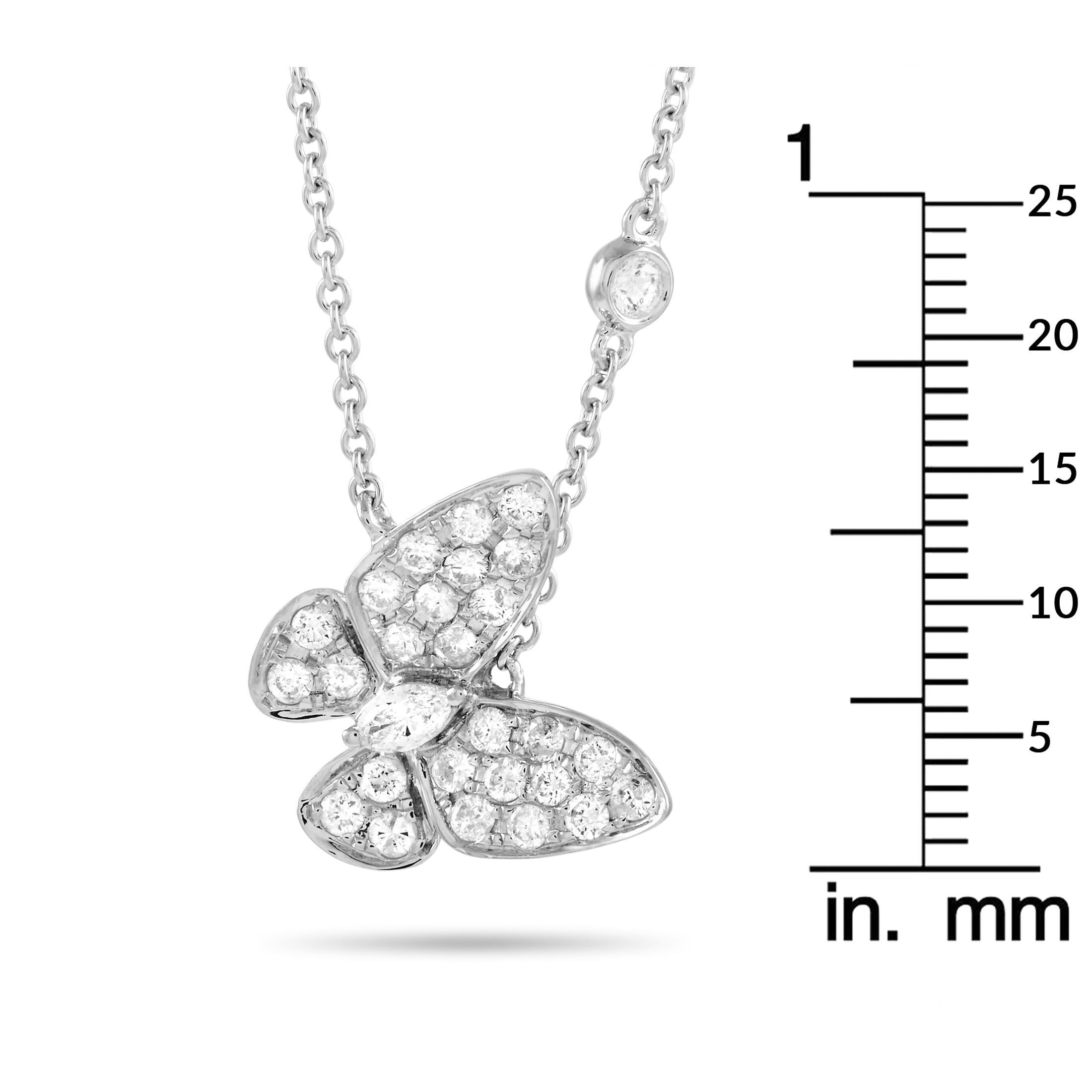 Lb Exclusive 14k White Gold 0.75 Carat Diamond Butterfly Necklace In New Condition For Sale In Southampton, PA