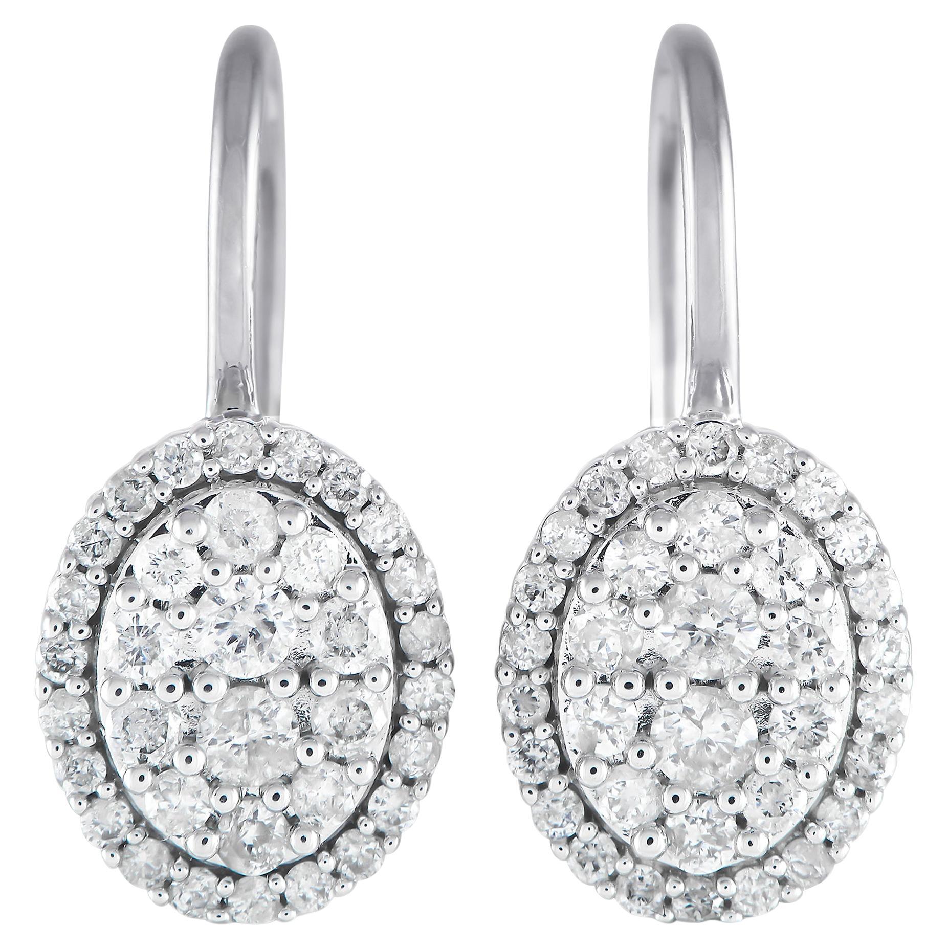 LB Exclusive 14k White Gold 0.75 Carat Diamond Drop Earrings For Sale
