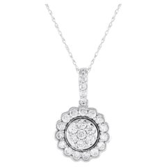 LB Exclusive 14K White Gold 0.75ct Diamond Flower Cluster Necklace