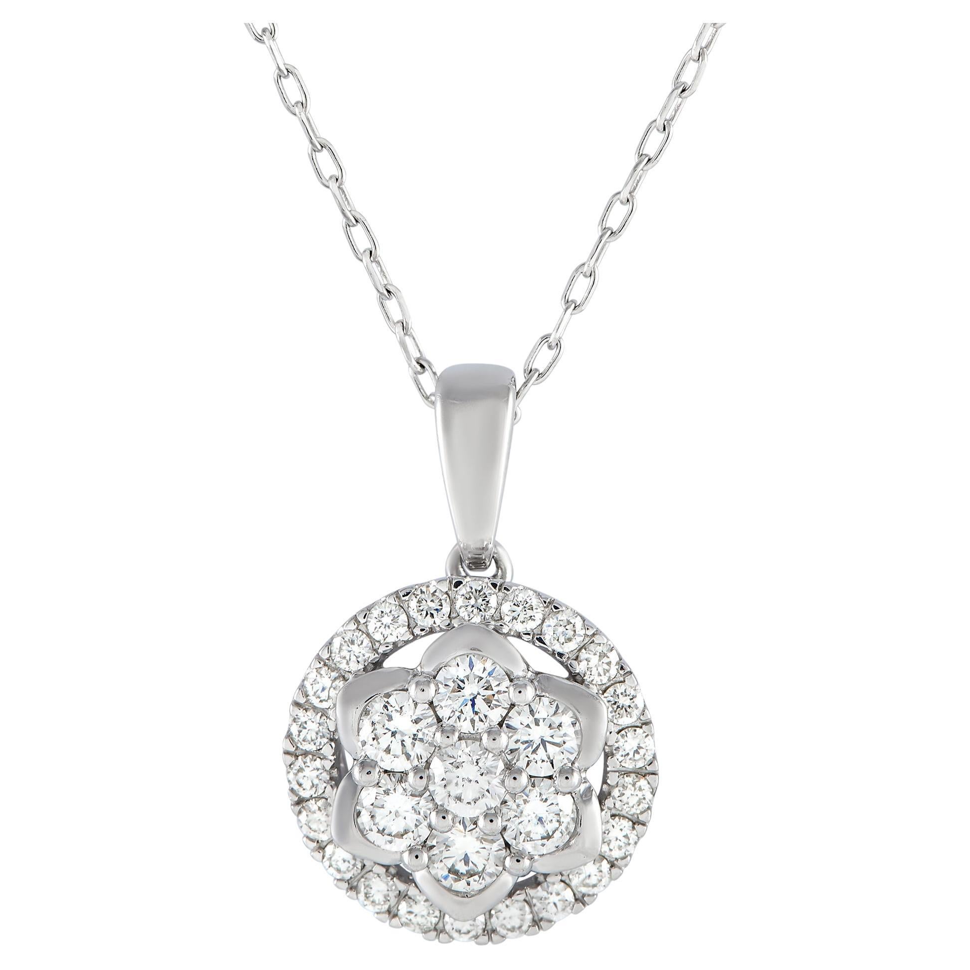 LB Exclusive 14k White Gold 0.75 Carat Diamond Pendant Necklace