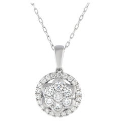 LB Exclusive 14k White Gold 0.75 Carat Diamond Pendant Necklace