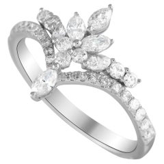 LB Exclusive 14k White Gold 0.76 Carat Diamond Tiara Ring