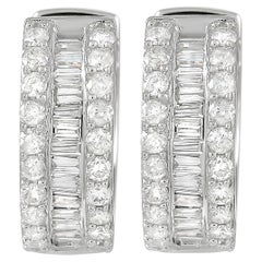 LB Exclusive 14K White Gold 0.79 ct Diamond Hoop Earrings