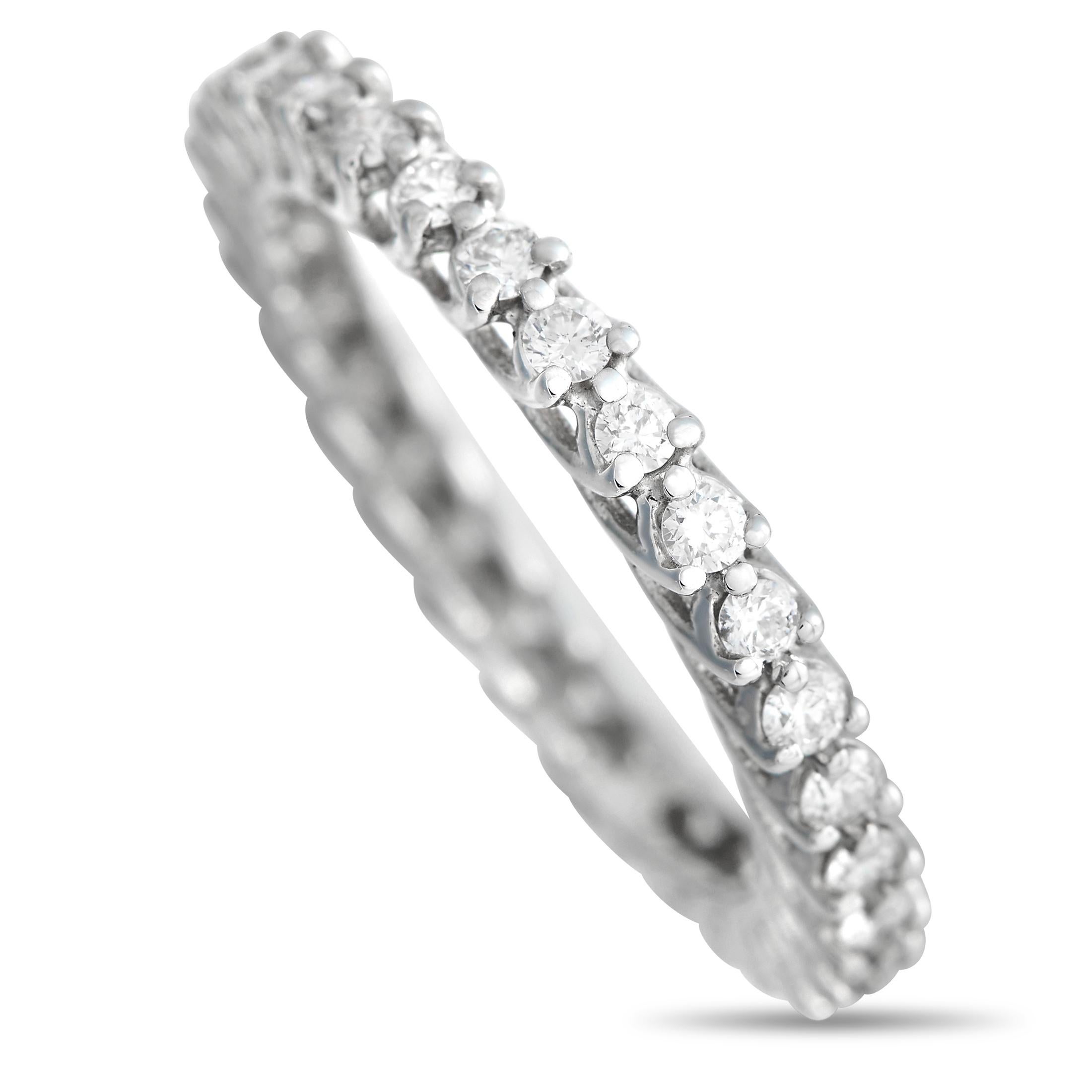 LB Exclusive 14K White Gold 0.80 Ct Diamond Eternity Band Ring In New Condition For Sale In Southampton, PA