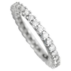 LB Exclusive Bague à anneau d'éternité en or blanc 14 carats avec diamants 0,80 carat