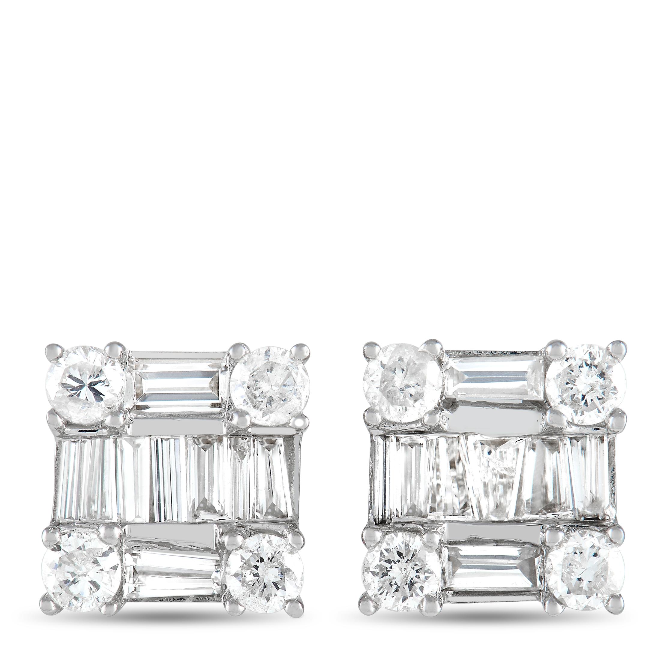 LB Exclusive 14K White Gold 0.85 Ct Diamond Stud Earrings In New Condition In Southampton, PA