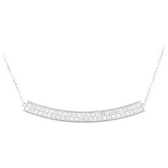 LB Exclusive 14K White Gold 0.96ct Diamond Curved Bar Necklace