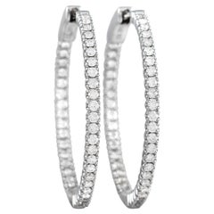 LB Exclusive 14K White Gold 0.98 ct Diamond Inside-Out Hoop Earrings