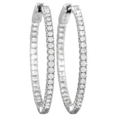 LB Exclusive Créoles en or blanc 14 carats avec diamants 0,98 carat à l'intérieur et à l'extérieur