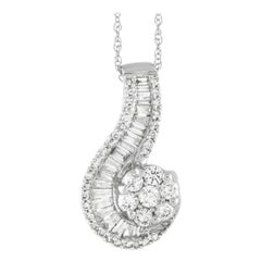 LB Exclusive 14K White Gold 1.00 Ct Diamond Cluster Swirl Necklace