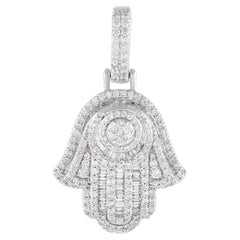 LB Exclusive 14K White Gold 1.00 Ct Diamond Hamsa Pendant