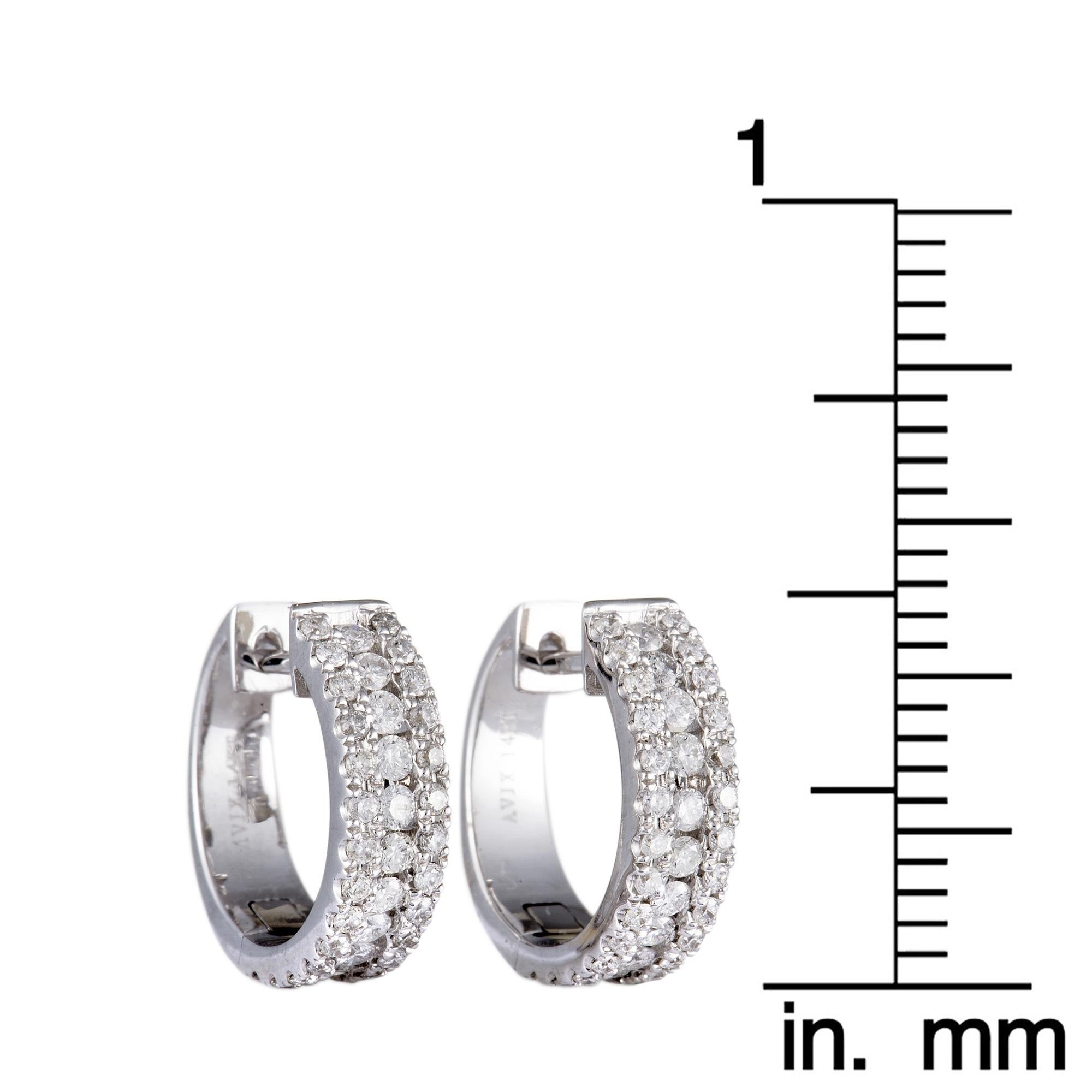 LB Exclusive 14K White Gold 1.00 ct Diamond Hoop Earrings In New Condition For Sale In Southampton, PA