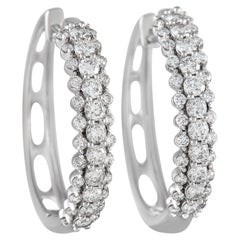 LB Exclusive 14K White Gold 1.00 ct Diamond Hoop Earrings