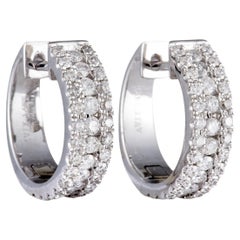 LB Exclusive 14K White Gold 1.00 ct Diamond Hoop Earrings