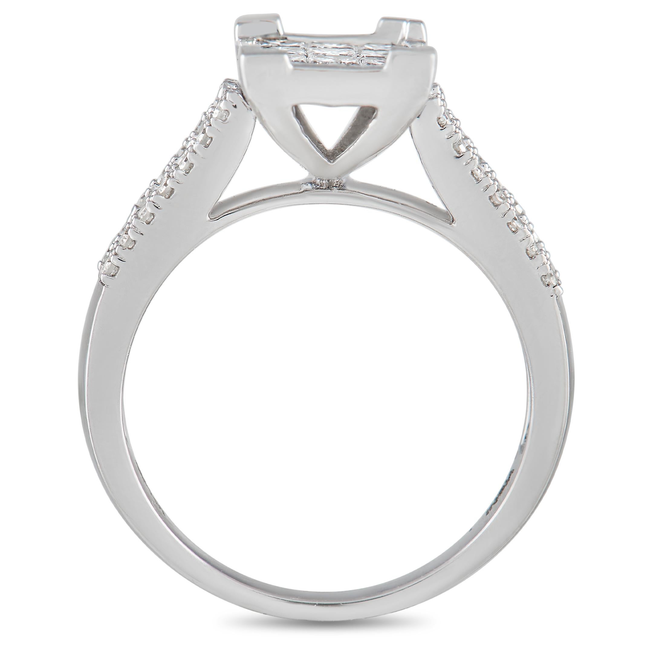 Mixed Cut LB Exclusive 14K White Gold 1.00 ct Diamond Ring For Sale