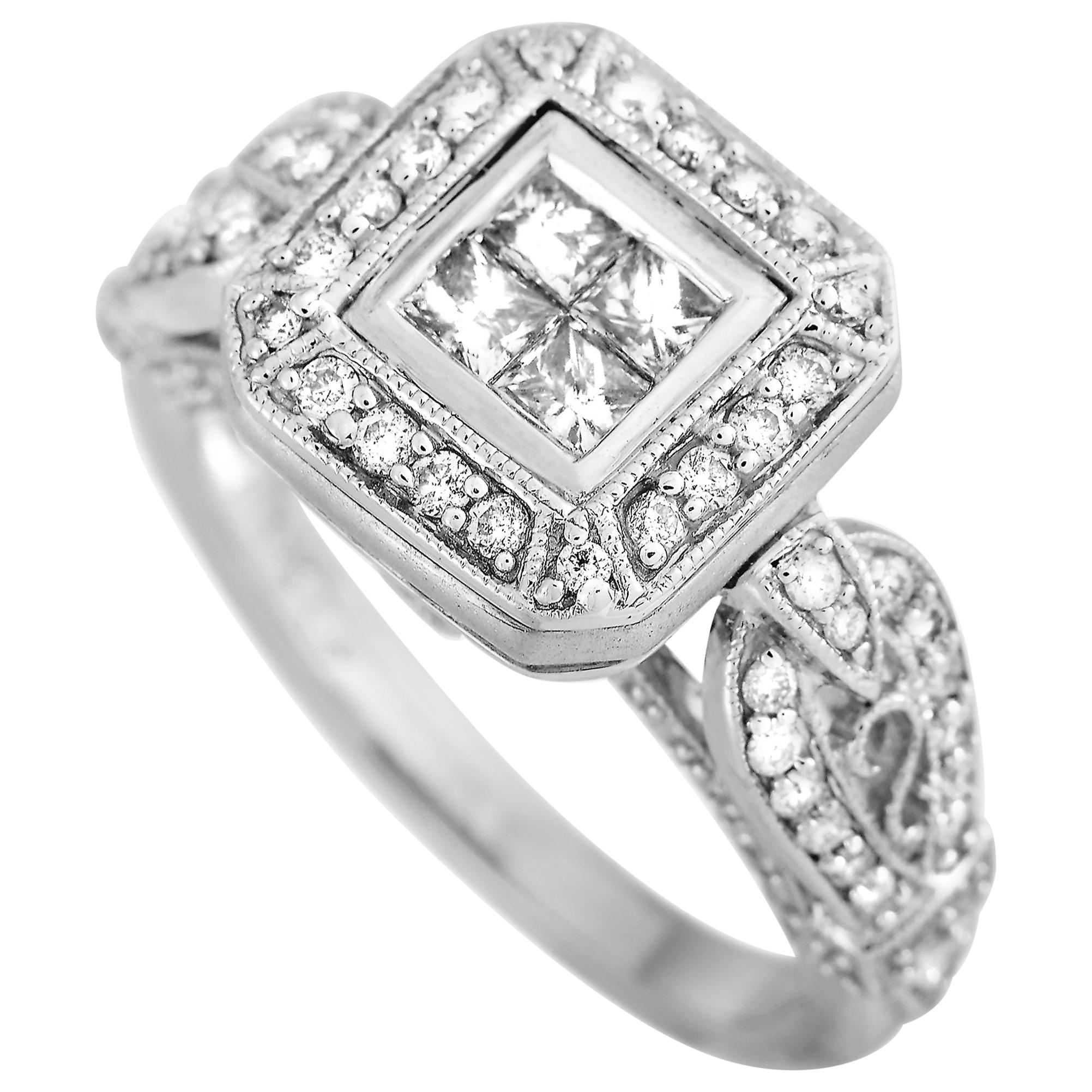 LB Exclusive 18 Karat White Gold 0.65 Carat Diamond Ring For Sale at