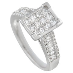 LB Exclusive Anillo de diamantes de 1,00 ct en oro blanco de 14 quilates