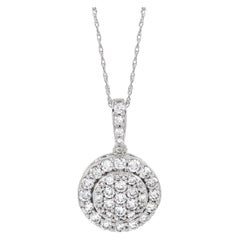Used LB Exclusive 14K White Gold 1.00 Ct Diamond Round Pendant Necklace