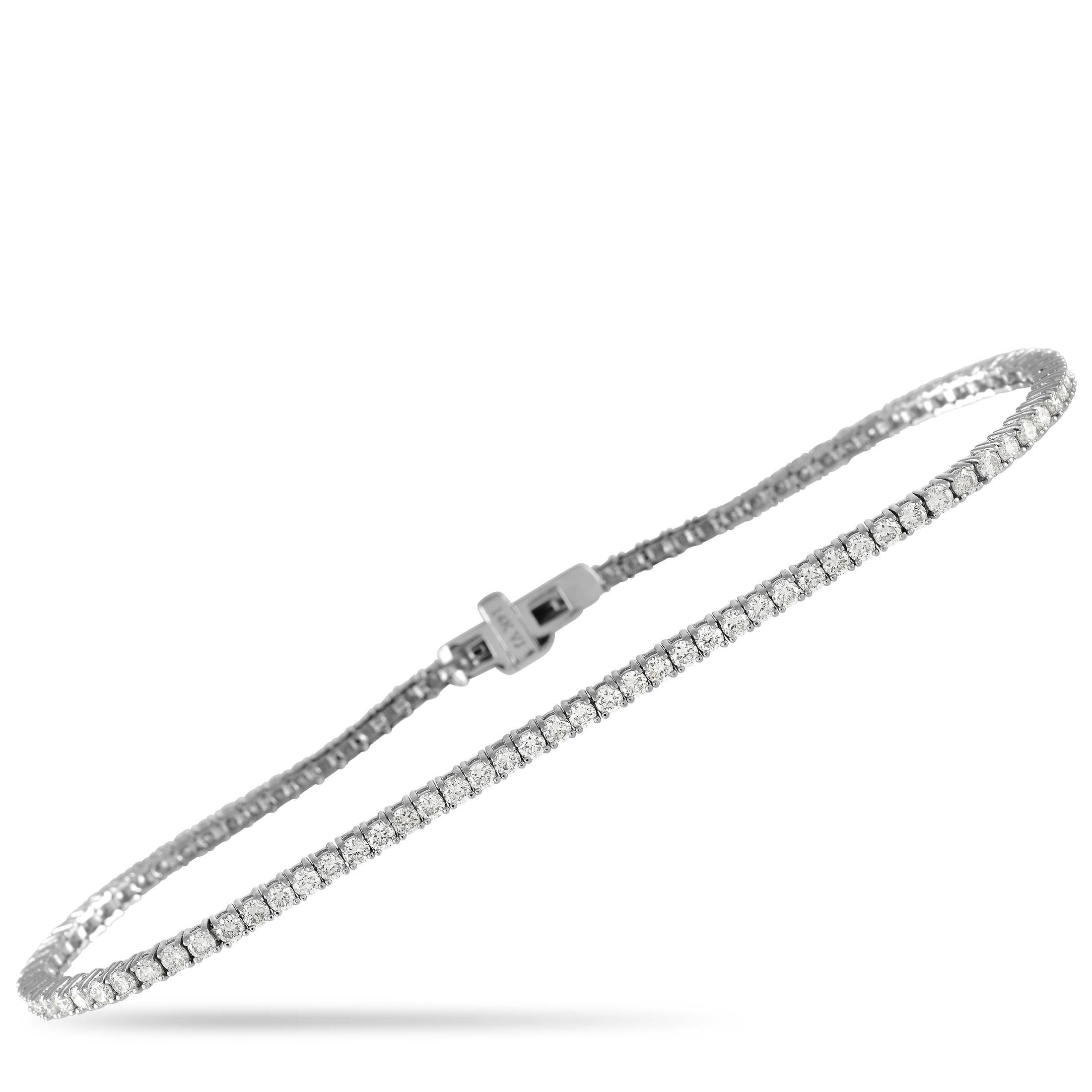 LB Exclusive 14K White Gold 1.08 ct Diamond Tennis Bracelet In New Condition In Southampton, PA