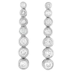 LB Exclusive Boucles d'oreilles pendantes en or blanc 14K avec 1,0ct de diamant