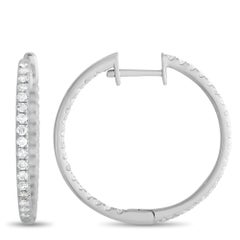 LB Exclusive 14k White Gold 1.0 Carat Diamond Inside-Out Hoop Earrings