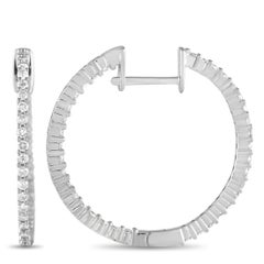 LB Exclusive 14Karat White Gold 1.0Carat Diamond Inside-Out Hoop Earrings